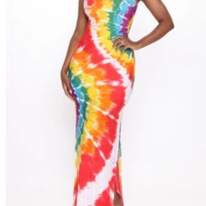 Do It For Likes Tie Dye Dress - Fuchsia